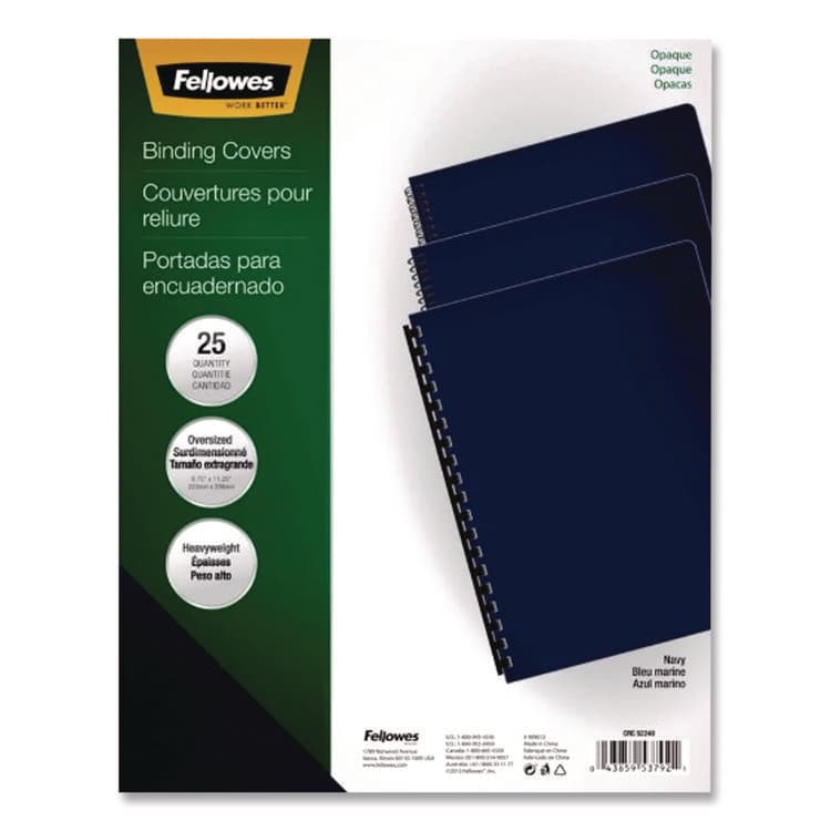 FELLOWES MFG. CO. Futura Oversized Pre-Punched Presentation Covers, Plastic, Round Corners, 11.25 x 8.75, Navy, 25/Pack (FEL5224801)