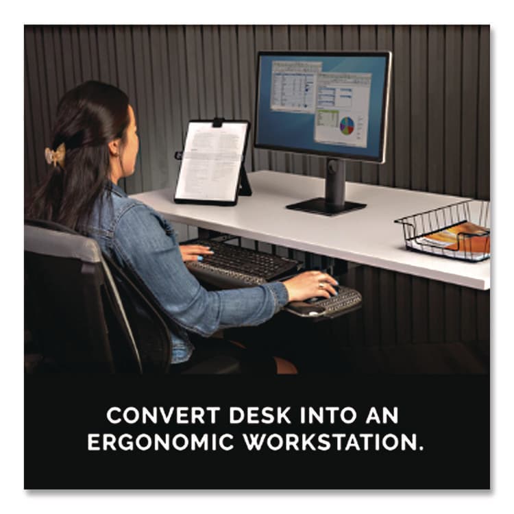 FELLOWES MFG. CO. Office Suites Underdesk Keyboard Drawer, Black (FEL9140304) thumbnail 3