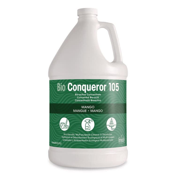 FRESH PRODUCTS Bio Conqueror 105 Enzymatic Odor Counteractant Concentrate, Mango, 1 gal Bottle, 4/Carton (FRS1BWBMG)