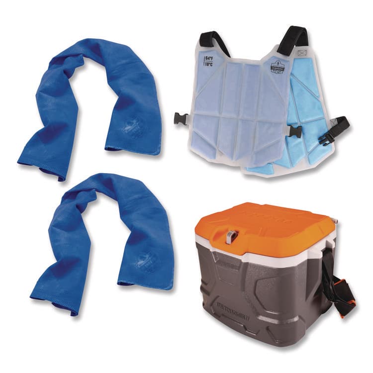 TENACIOUS HOLDINGS, . Chill-Its 6671 Heat Stress Prevention Kit, 2 Towels, Vest, 17 qt Cooler (EGO12339)