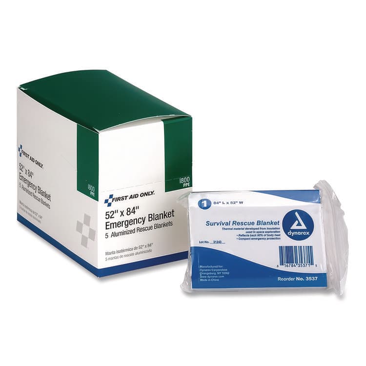 FIRST AID ONLY, . Aluminized Emergency Blanket, 52" x 84", 5/Box (FAOI800)