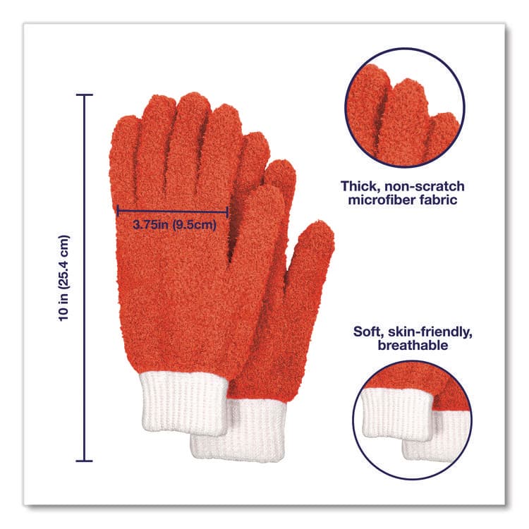 CHAGRINOVATIONS Microfiber Dusting Gloves, Coral with White Cuffs, 2 Gloves (CH7TU05720) thumbnail 3