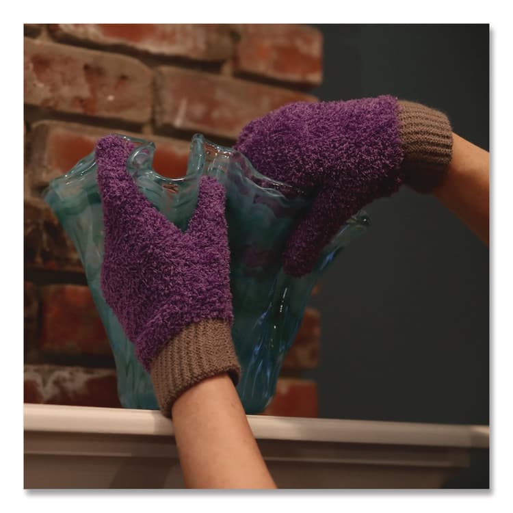 CHAGRINOVATIONS Microfiber Dusting Gloves, Purple with Black Cuffs, 4 Gloves (CH7TU68026) thumbnail 2