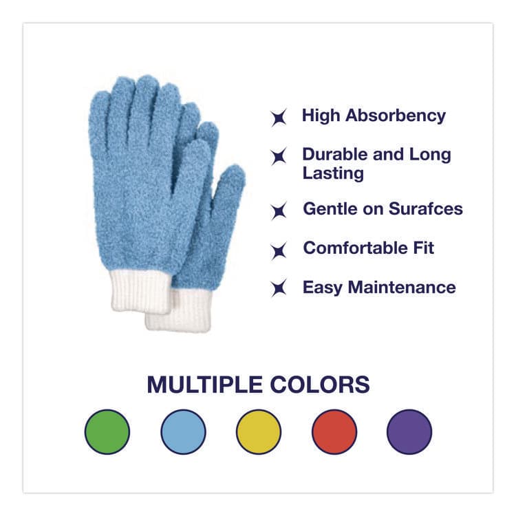 CHAGRINOVATIONS Microfiber Dusting Gloves, 2 Blue Gloves with White Cuffs, 2 Green Gloves with White Cuffs (CH7TU05789) thumbnail 3