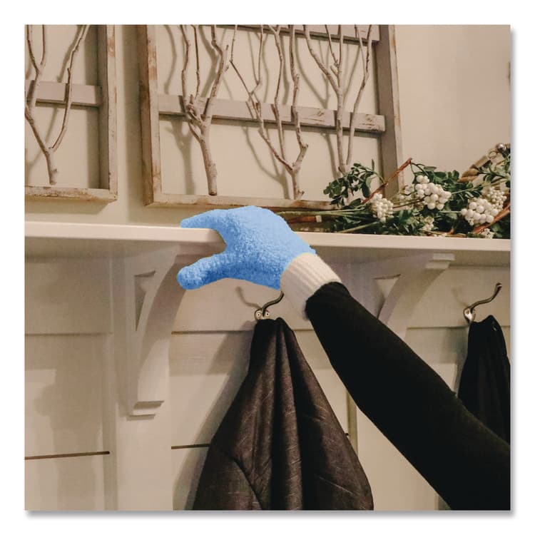 CHAGRINOVATIONS Microfiber Dusting Gloves, Blue with White Cuffs, 2 Gloves (CH7TU05717) thumbnail 2