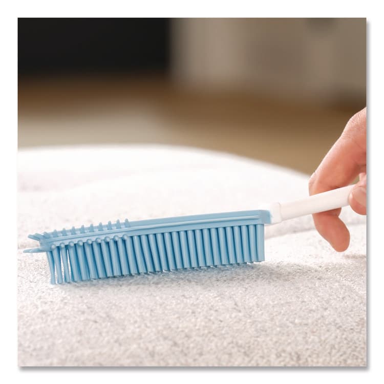 CHAGRINOVATIONS Rubber Broom and Handheld Brush,11.75 x 50 Plastic Handle, White/Blue (CH7TU68056) thumbnail 2