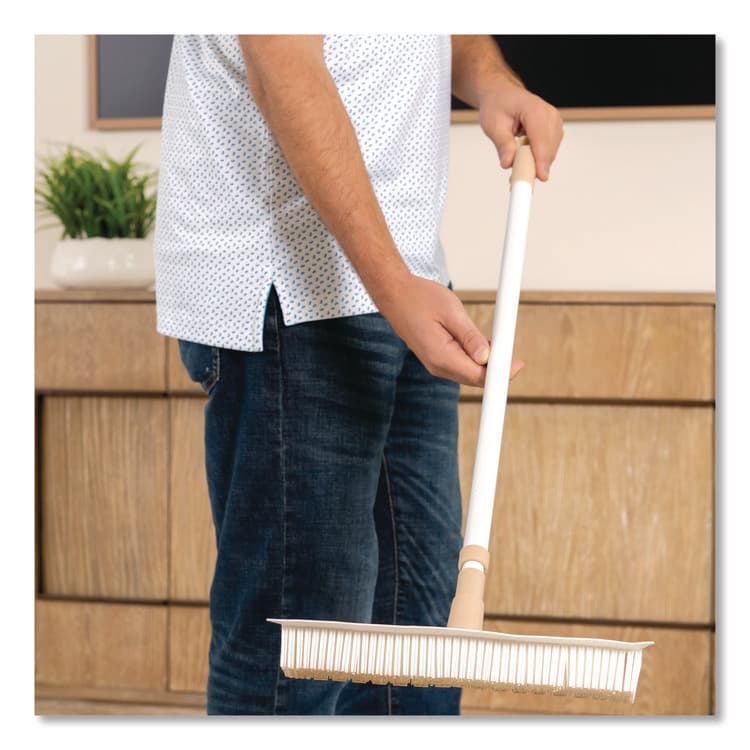 CHAGRINOVATIONS Rubber Broom and Handheld Brush, 11.75 x 50 Plastic Handle, White/Taupe (CH7TU68057) thumbnail 2