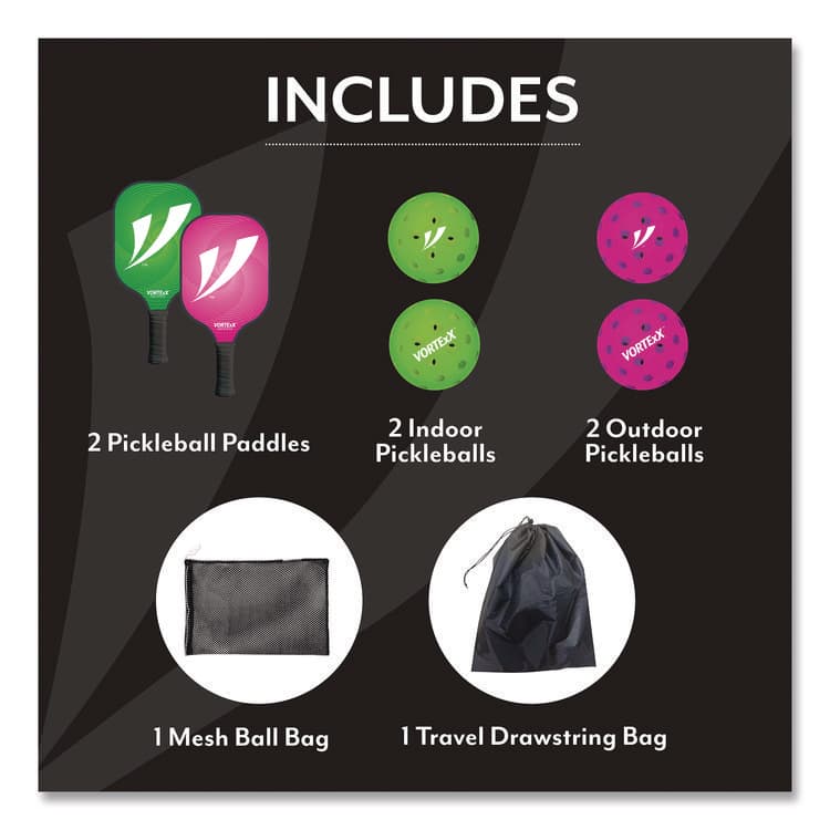 CHAGRINOVATIONS Pickleball Set, Pink/Green, 15.75" x 7.75" x 2.9" (CH7VX68129) thumbnail 4