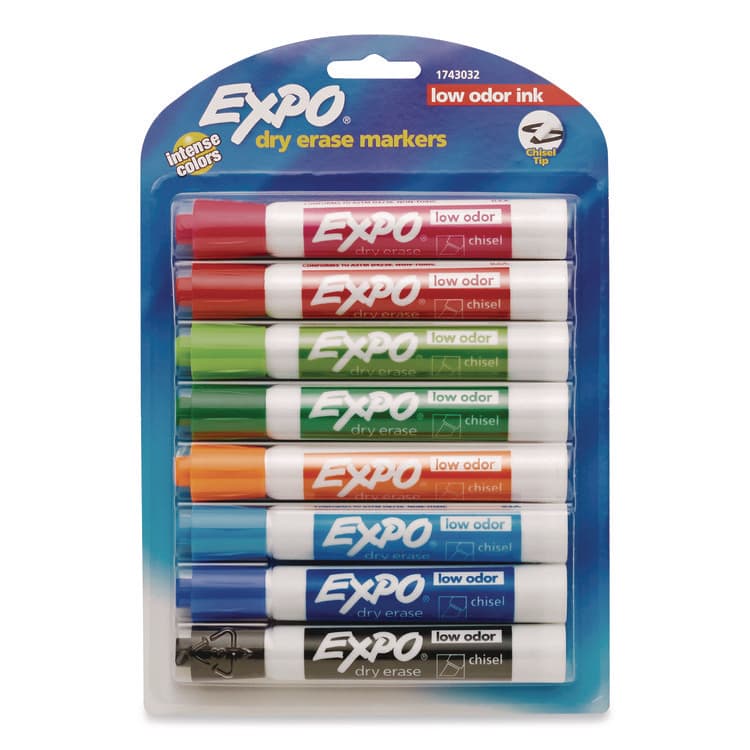 SANFORD Low-Odor Dry-Erase Markers, Broad Chisel Tip, Assorted Colors, 8/Pack (SAN1743032)