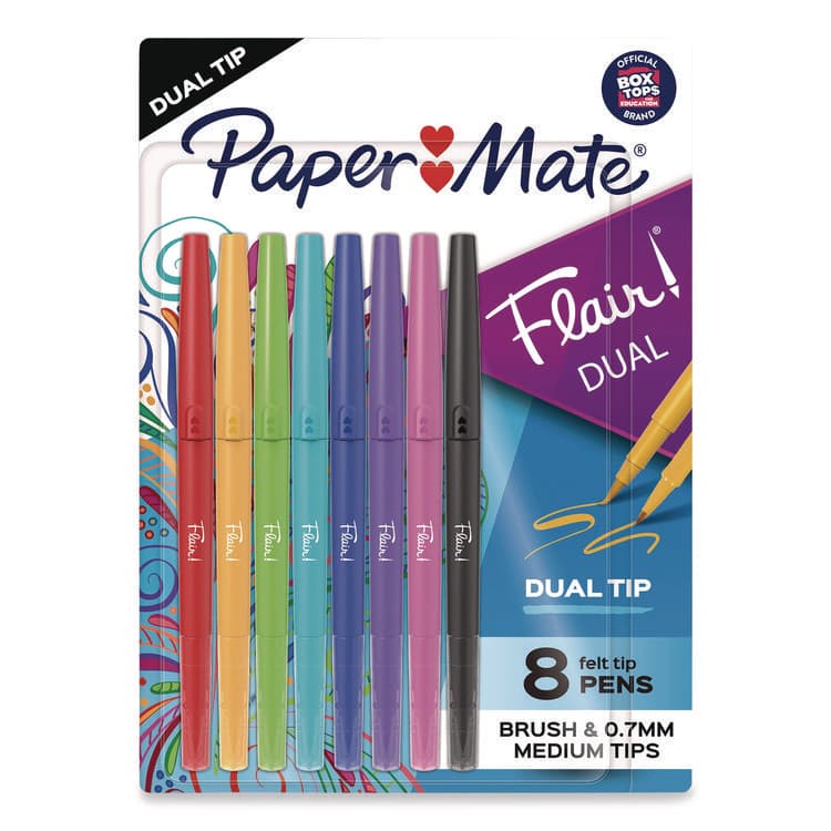 SANFORD Flair Dual Porous Point Pen, Stick, Medium 0.7 mm Bullet, Pressure-Sensitive Brush, Assorted Ink and Barrel Colors, 8/Pack (SAN2181604)