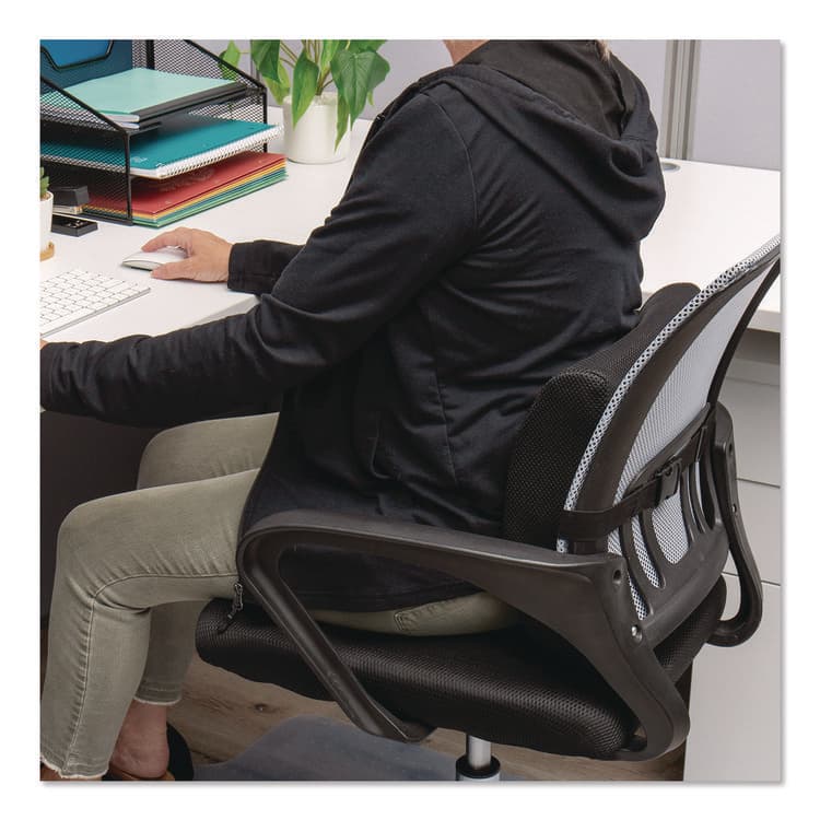 EMS MIND READER LLC Memory Foam Ergonomic Lumbar Support Chair Cushion, 4 x 13.5 x 12.25, Black (EMSBACKFOAMBLK) thumbnail 2