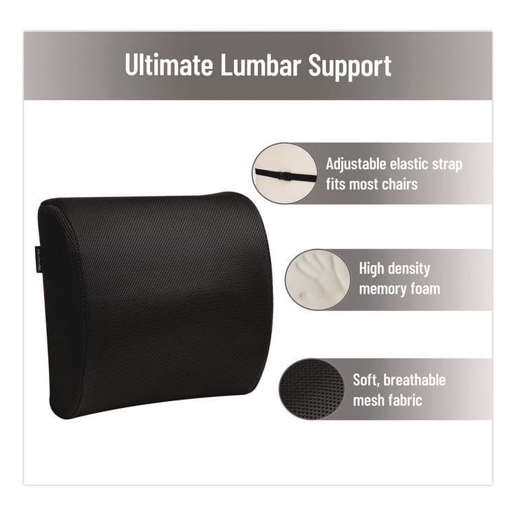 EMS MIND READER LLC Memory Foam Ergonomic Lumbar Support Chair Cushion, 4 x 13.5 x 12.25, Black (EMSBACKFOAMBLK) thumbnail 4
