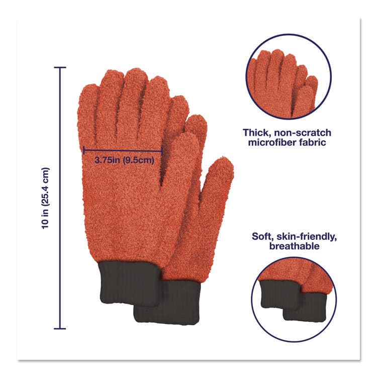 CHAGRINOVATIONS Microfiber Dusting Gloves, Coral with Black Cuffs, 2 Gloves (CH7TU68177) thumbnail 4