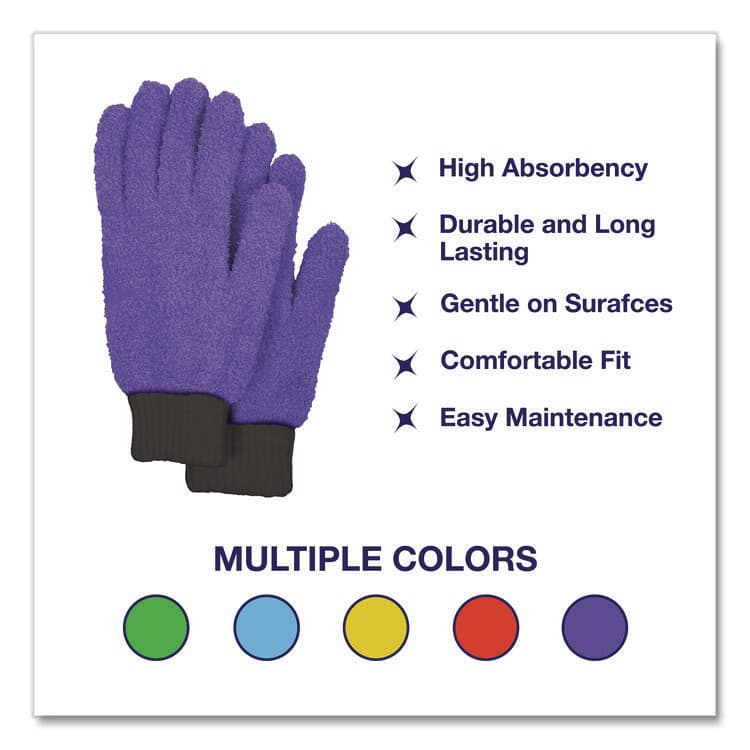 CHAGRINOVATIONS Microfiber Dusting Gloves, Purple with Black Cuffs, 2 Gloves (CH7TU68176) thumbnail 2