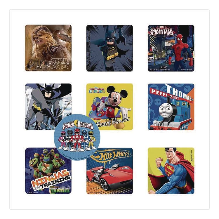 SMILEMAKERS Cars, Trucks and Heroes Sticker Sampler Pack, Randomly Assorted Illustrations and Colors, 1,000/Box (SKR2618382)