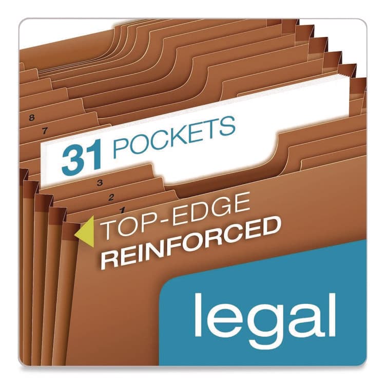 TOPS BUSINESS FORMS Heavy-Duty Expanding File, 31 Sections, 1/3-Cut Tabs, Legal Size, Redrope (PFXR219DHD) thumbnail 2