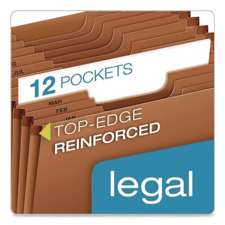 TOPS BUSINESS FORMS Heavy-Duty Expanding File, 12 Sections, 1/3-Cut Tabs, Legal Size, Redrope (PFXR219MHD) thumbnail 2