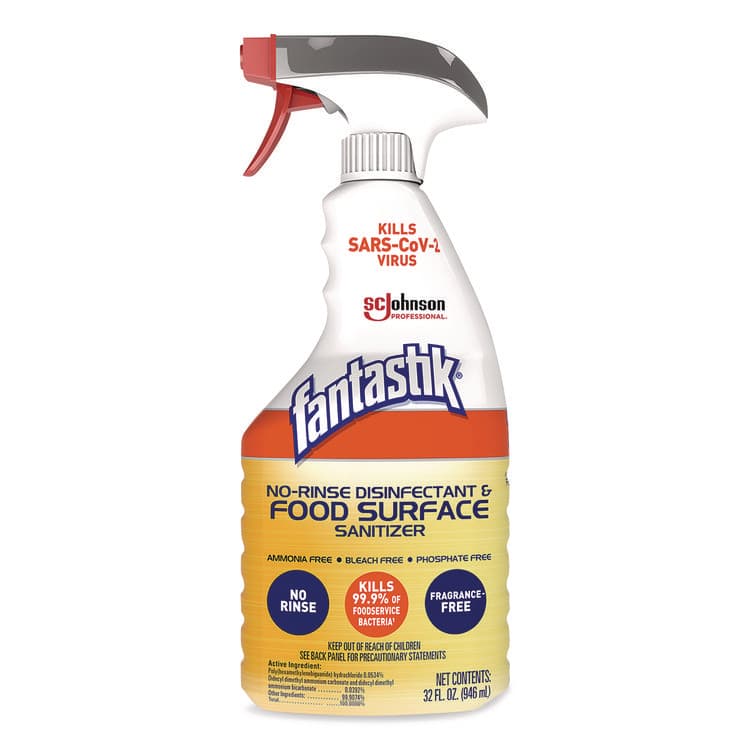 SC JOHNSON No Rinse Disinfectant and Food Surface Sanitizer, Unscented, 32 oz Trigger Spray Bottle (SJN354125)