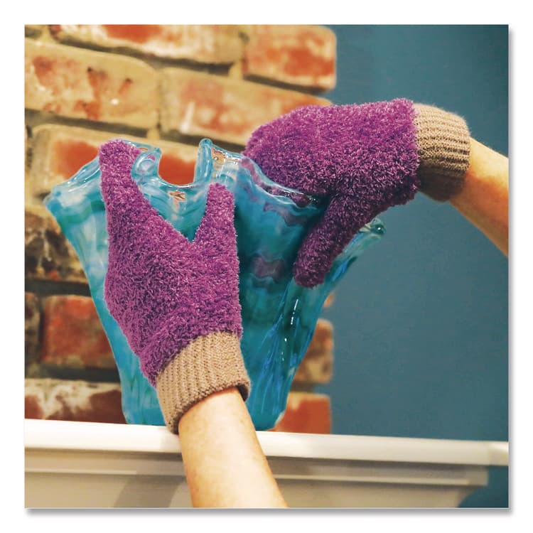 CHAGRINOVATIONS Microfiber Dusting Gloves, Purple with Black Cuffs, 2 Gloves (CH7TU68176) thumbnail 3