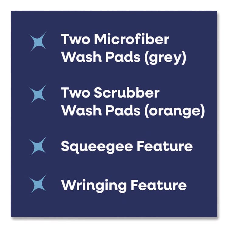 CHAGRINOVATIONS 4-in-1 Squeegee Mop, 4.5 x 14.5 Orange/Gray Microfiber Heads, 53" White/Orange Polyamide/Polyester Handle (CH7TU68166) thumbnail 3