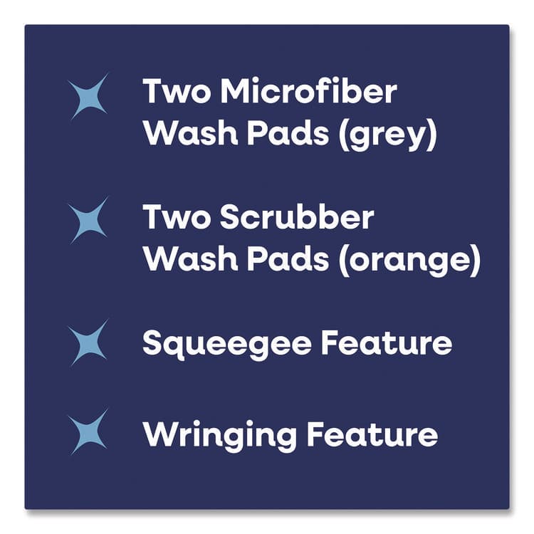 CHAGRINOVATIONS 4-in-1 Squeegee Mop, 4.5 x 14.5 Orange/Gray Microfiber Heads, 53" White/Gray Polyamide/Polyester Handle (CH7TU68167) thumbnail 4