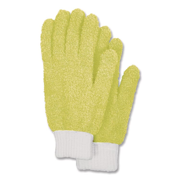 CHAGRINOVATIONS Microfiber Dusting Gloves, Yellow with White Cuffs, 2 Gloves (CH7TU05719)