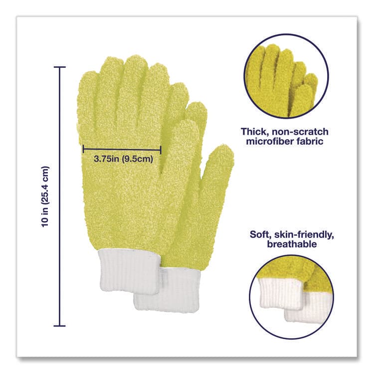 CHAGRINOVATIONS Microfiber Dusting Gloves, Yellow with White Cuffs, 2 Gloves (CH7TU05719) thumbnail 2