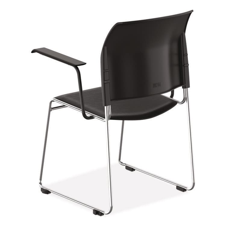 NATIONAL PUBLIC SEATING 8700 Series Cafetorium Chair w/Armrests, Supports Up to 500 lb, 18" Seat Ht, Black Seat/Back, Chrome Base, 4/CT, 2 CT/Bundle (NPS87101110A8) thumbnail 2