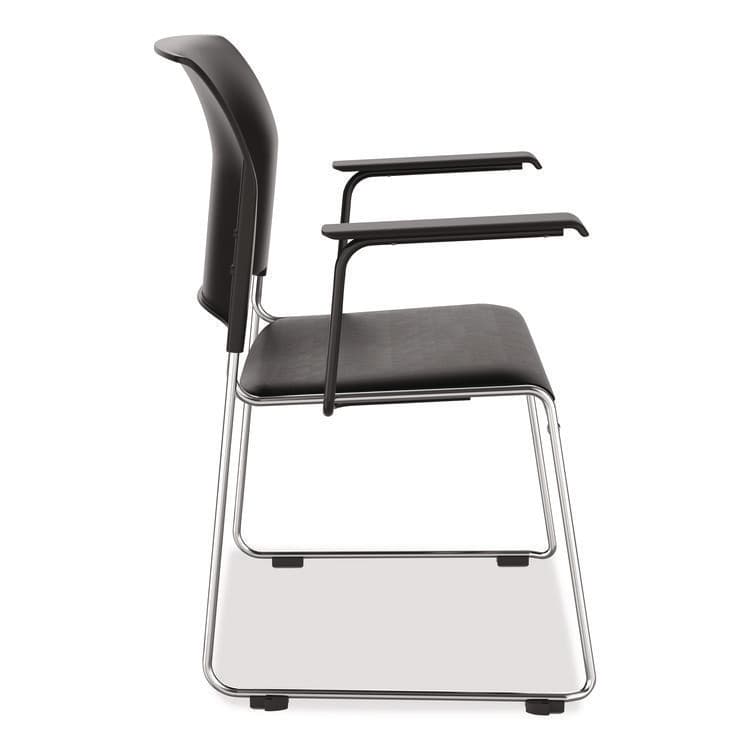NATIONAL PUBLIC SEATING 8700 Series Cafetorium Chair w/Armrests, Supports Up to 500 lb, 18" Seat Ht, Black Seat/Back, Chrome Base, 4/CT, 2 CT/Bundle (NPS87101110A8) thumbnail 3