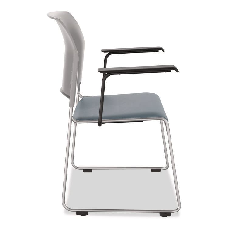 NATIONAL PUBLIC SEATING 8700 Series Cafetorium Chair w/Armrests, Supports 500 lbs, 18" Seat Ht, Blue Seat, Gray Back, Silver Base, 4/CT, 2 CT/Bundle (NPS87421202A8) thumbnail 3
