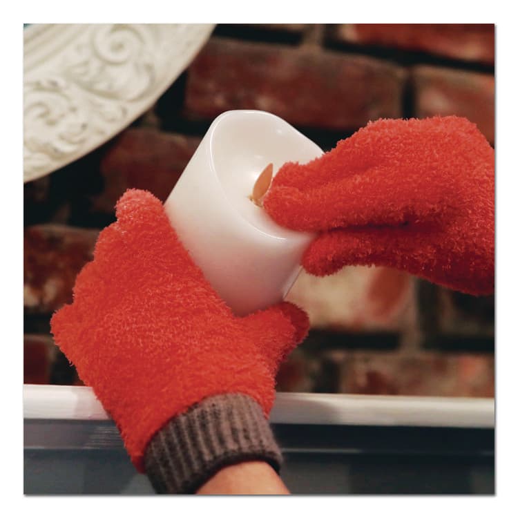 CHAGRINOVATIONS Microfiber Dusting Gloves, Coral with White Cuffs, 2 Gloves (CH7TU05720) thumbnail 2