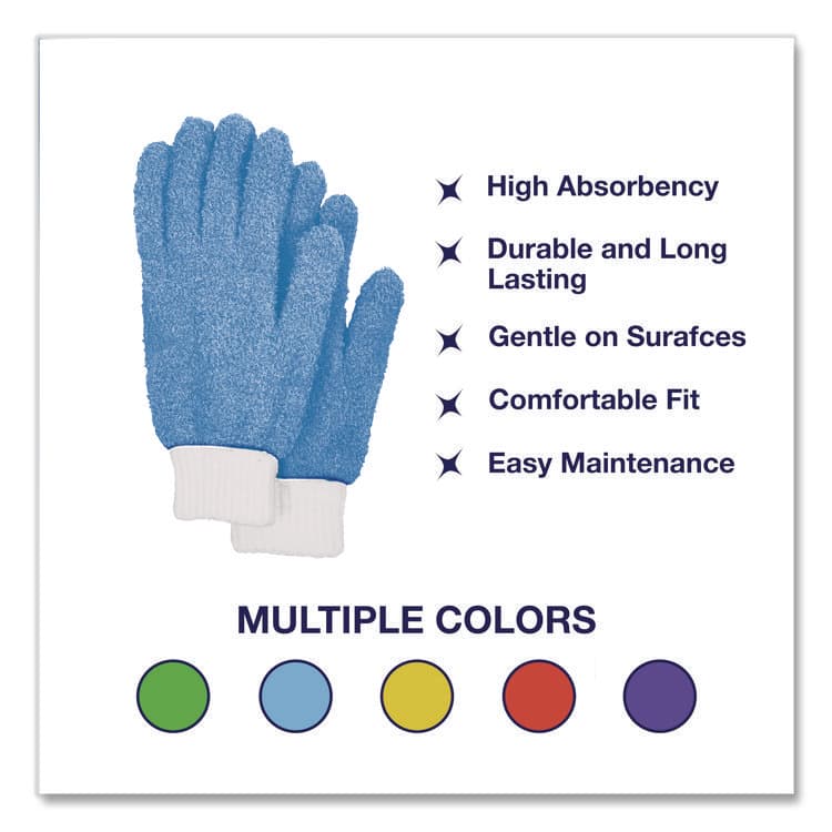 CHAGRINOVATIONS Microfiber Dusting Gloves, Blue with White Cuffs, 2 Gloves (CH7TU05717) thumbnail 3