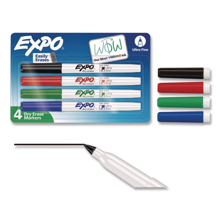 SANFORD Low-Odor Dry-Erase Marker, Extra-Fine Bullet Tip, Assorted Colors, 4/Pack (SAN1871133A)