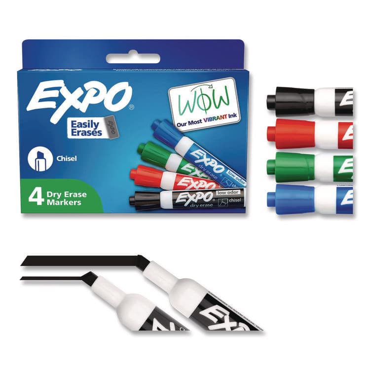 SANFORD Low-Odor Dry-Erase Marker, Medium Bullet Tip, Assorted Colors, 4/Set (SAN82074A)