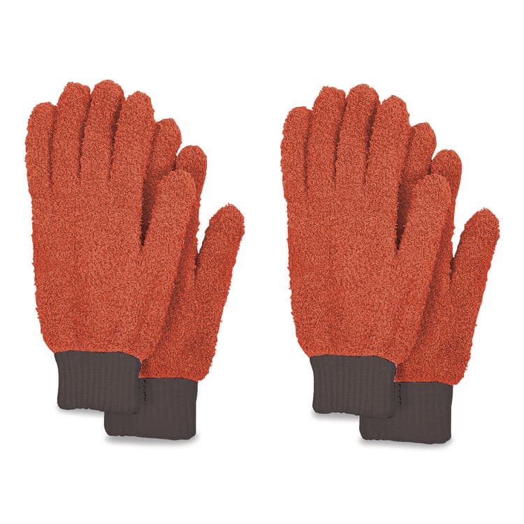 CHAGRINOVATIONS Microfiber Dusting Gloves, Coral with Black Cuffs, 4 Gloves (CH7TU68027)