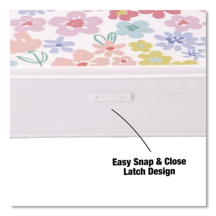 CHAGRINOVATIONS Pencil Case, Floral Pattern, 2 Compartments, 5" x 8.75" x 2.75", Pink/Yellow/Green (CH7FI68187) thumbnail 4