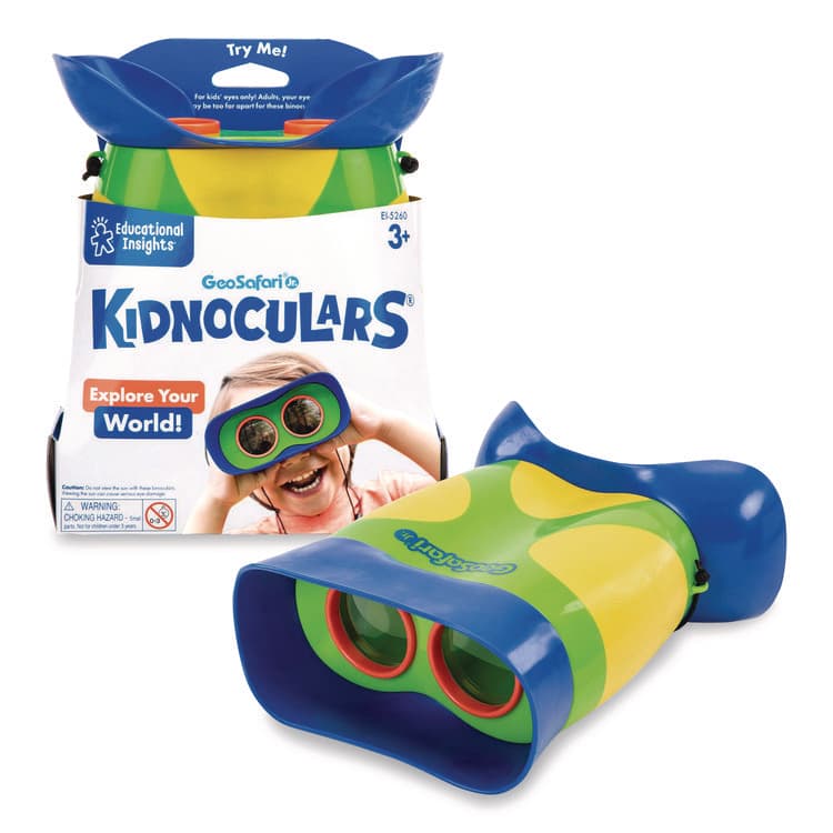 EDUCATIONAL INSIGHTS, GeoSafari Jr. Kidnoculars, Ages 5 and Up, 8.6" x 7" x 8.9", Blue/Green/Yellow (EII5260)