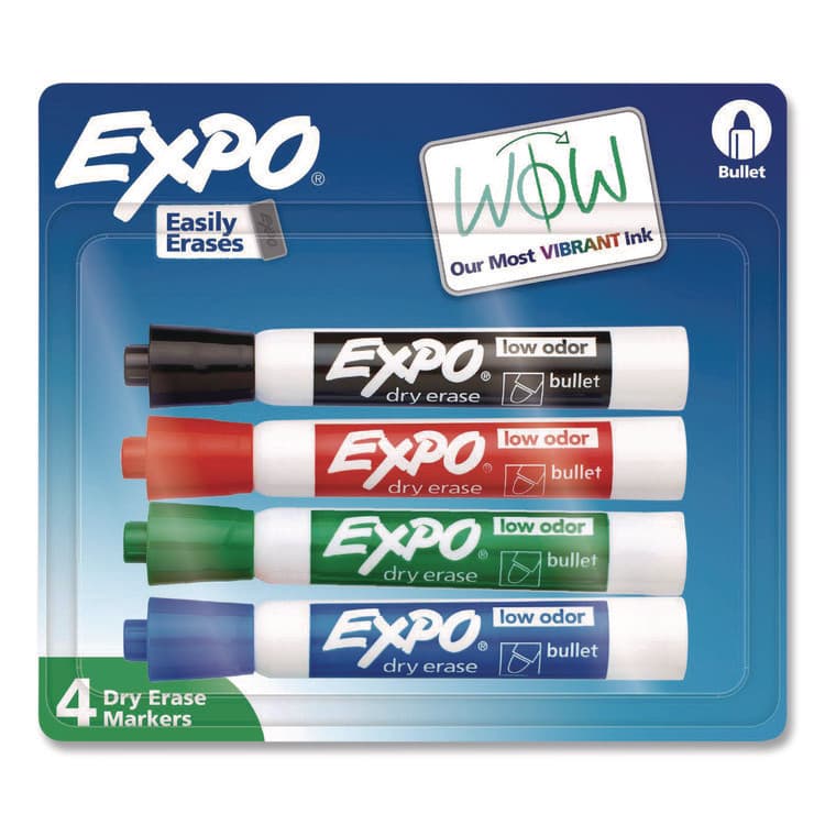 SANFORD Low-Odor Dry-Erase Marker, Broad Chisel Tip, Assorted Pastel Colors, 4/Set (SAN81029A)
