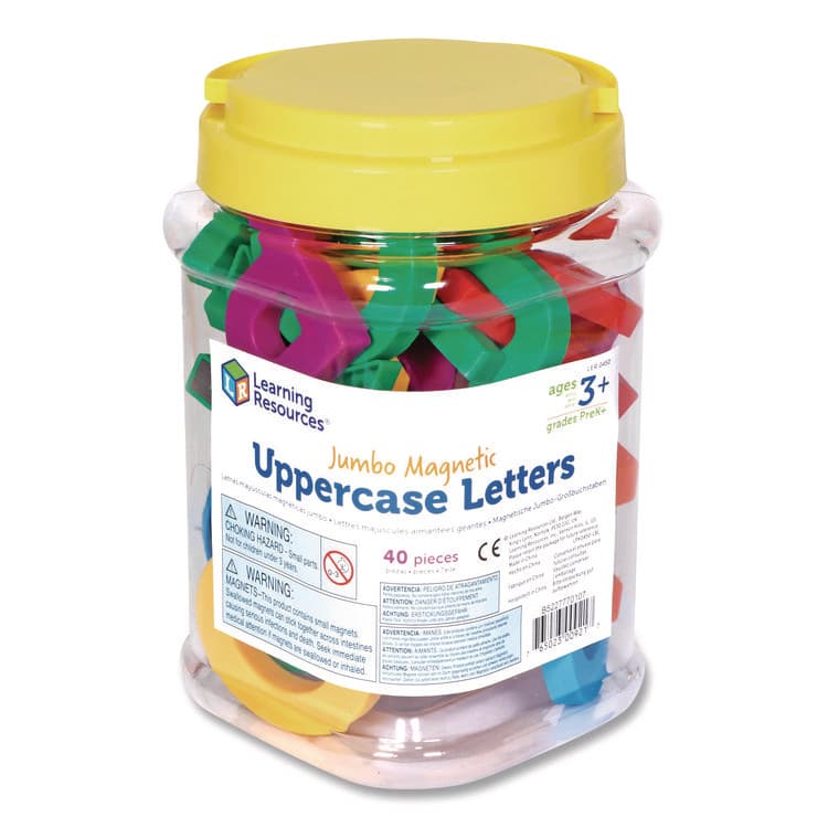 LEARNING RESOURCES Jumbo Uppercase Magnetic Letters, 2.5" Tall, Assorted Colors, 40 Pieces (LRNLER0450)
