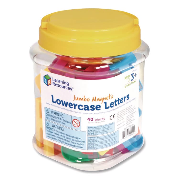 LEARNING RESOURCES Jumbo Lowercase Magnetic Letters, 1.5" Tall, Assorted Color Characters, 40 Pieces (LRNLER0451)