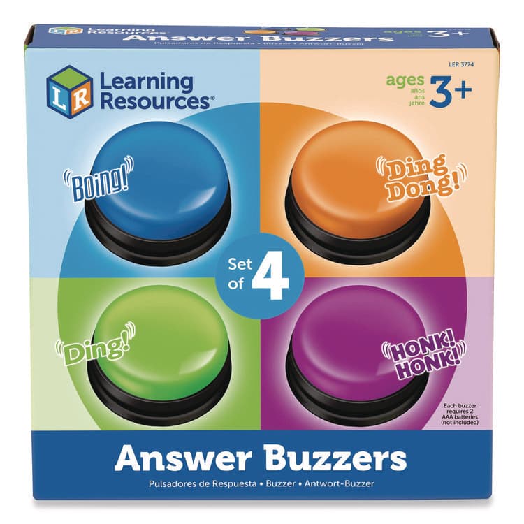 LEARNING RESOURCES Answer Buzzers, Ages 3 and Up, 4 Buzzers (LRNLER3774)