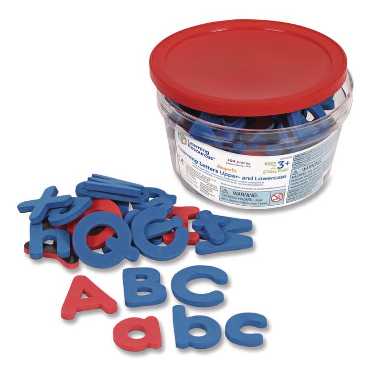 LEARNING RESOURCES Soft Foam Magnetic Learning Letters, 1.5" Tall, Assorted Color Characters, 104 Pieces (LRNLER6304)