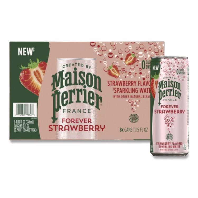 NESTLE Maison Perrier Sparkling Water, 11.15 oz Can, Strawberry, 8 Cans/Box (PRR91122)