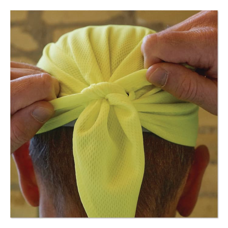 ERGODYNE CORPORATION Chill-Its 6615 High-Performance Bandana Doo Rag with Terry Cloth Sweatband, One Size Fits Most, Lime (EGO12476) thumbnail 3