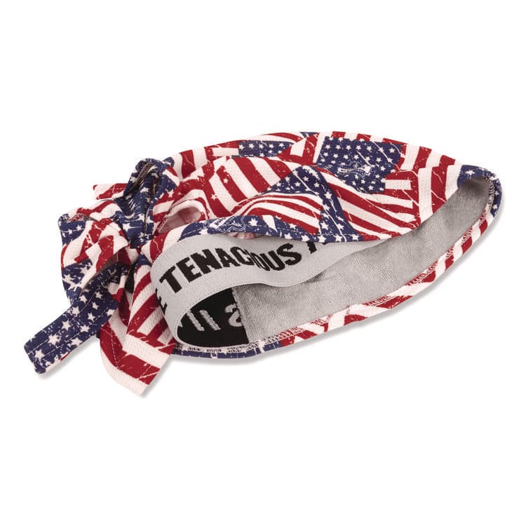 ERGODYNE CORPORATION Chill-Its 6615 High-Performance Bandana Doo Rag with Terry Cloth Sweatband, One Size Fits Most, Stars and Stripes (EGO12477) thumbnail 2