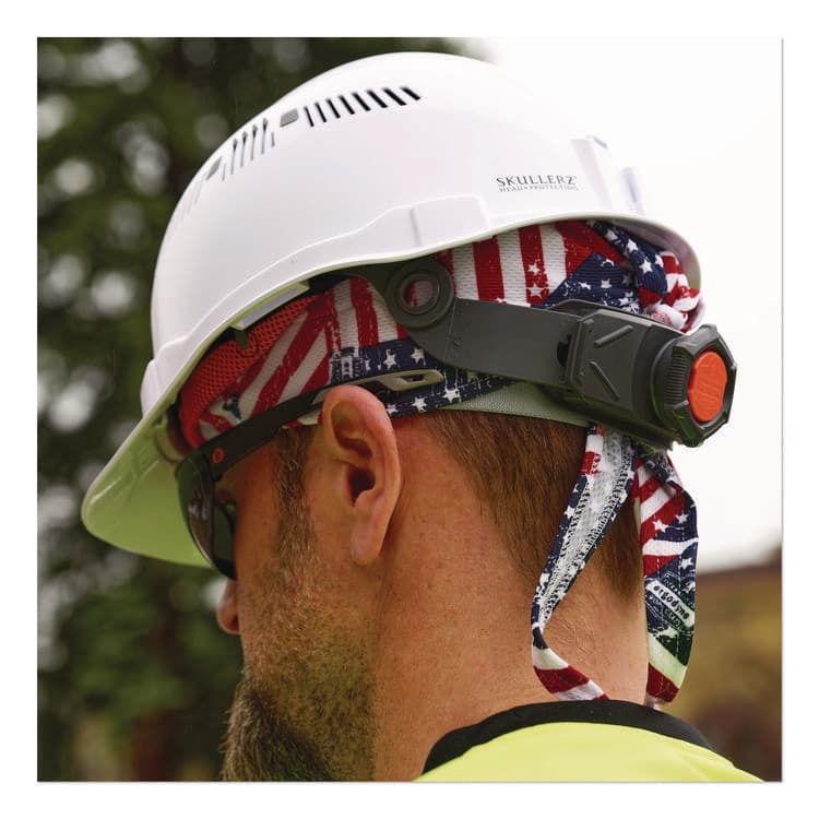 ERGODYNE CORPORATION Chill-Its 6615 High-Performance Bandana Doo Rag with Terry Cloth Sweatband, One Size Fits Most, Stars and Stripes (EGO12477) thumbnail 4