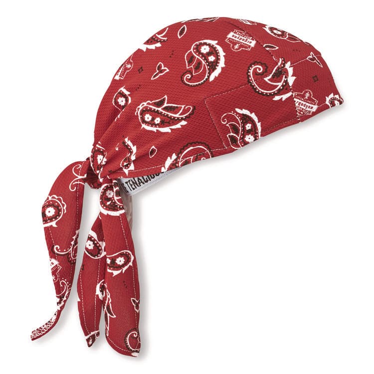 ERGODYNE CORPORATION Chill-Its 6615 High-Performance Bandana Doo Rag with Terry Cloth Sweatband, One Size Fits Most, Red Western (EGO12479)