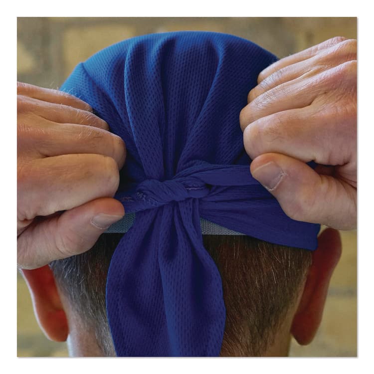 ERGODYNE CORPORATION Chill-Its 6615 High-Performance Bandana Doo Rag with Terry Cloth Sweatband, One Size Fits Most, Blue (EGO12481) thumbnail 3
