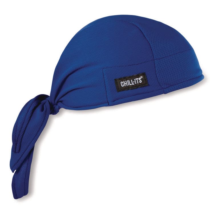 ERGODYNE CORPORATION Chill-Its 6615 High-Performance Bandana Doo Rag with Terry Cloth Sweatband, One Size Fits Most, Blue (EGO12481)