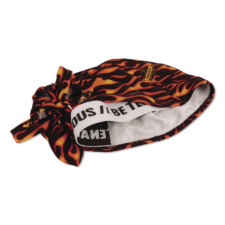 ERGODYNE CORPORATION Chill-Its 6615 High-Performance Bandana Doo Rag with Terry Cloth Sweatband, One Size Fits Most, Flames (EGO12485) thumbnail 2